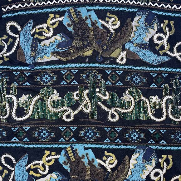 Vintage Kavio Designs Cowboy Boots Cactus Southwest Desert AOP T-shirt - Picture 2 of 4